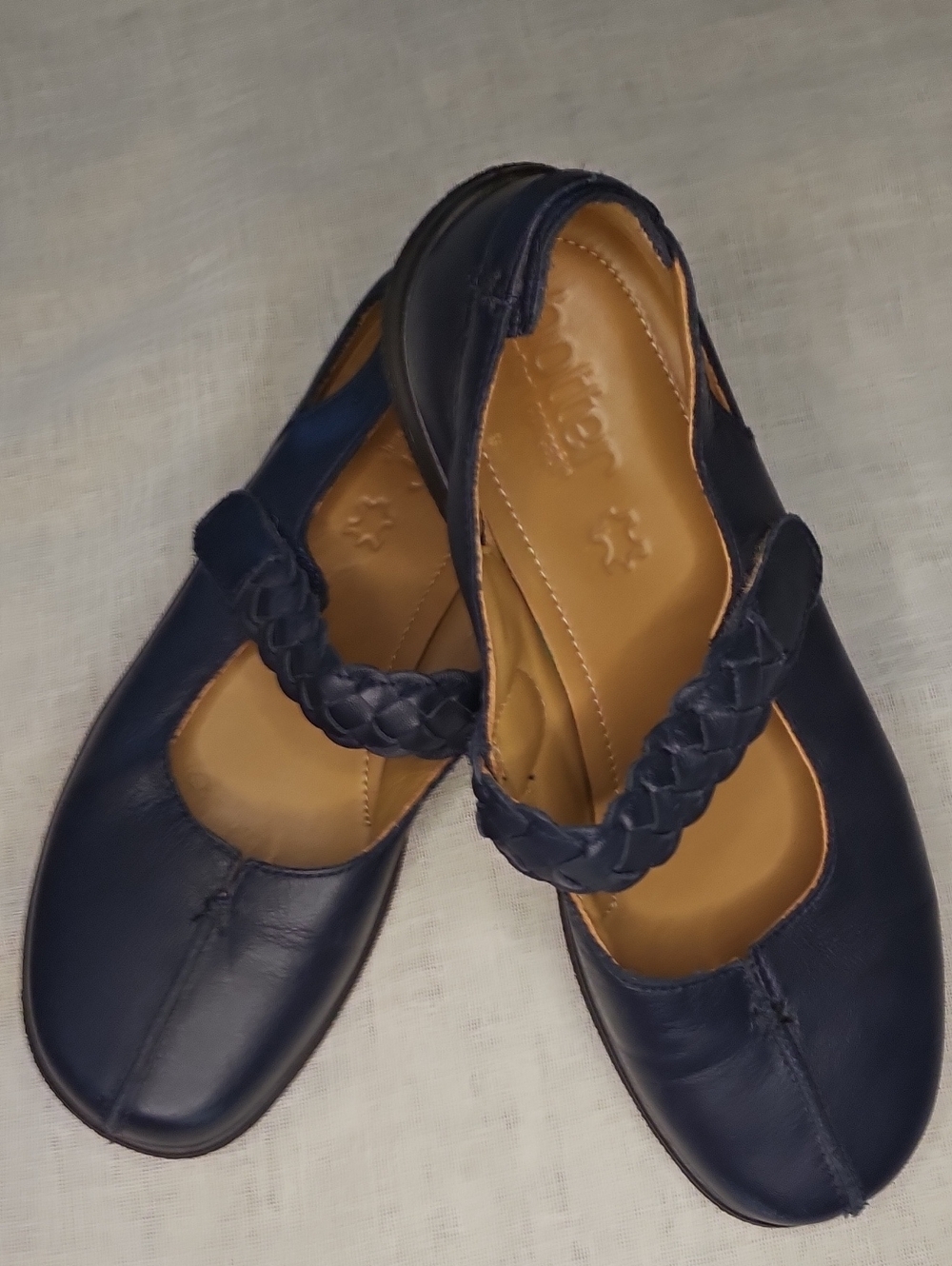 hotter Navy Braided Strap Slip-On Flats